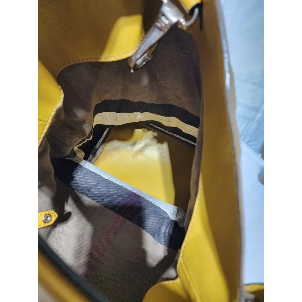 BURBERRY Canvas Mega Check Medium Ashby Hobo Saddle Bag Yellow/Beige